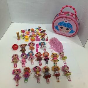 Lalaloopsy Mini Lot Dolls Animals Houses Accessories & Metal Carry Case Tin